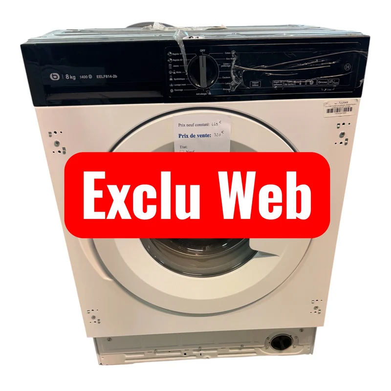 Lave linge Encastrable Essentiel B 8kg Neuf garantie 2 ans