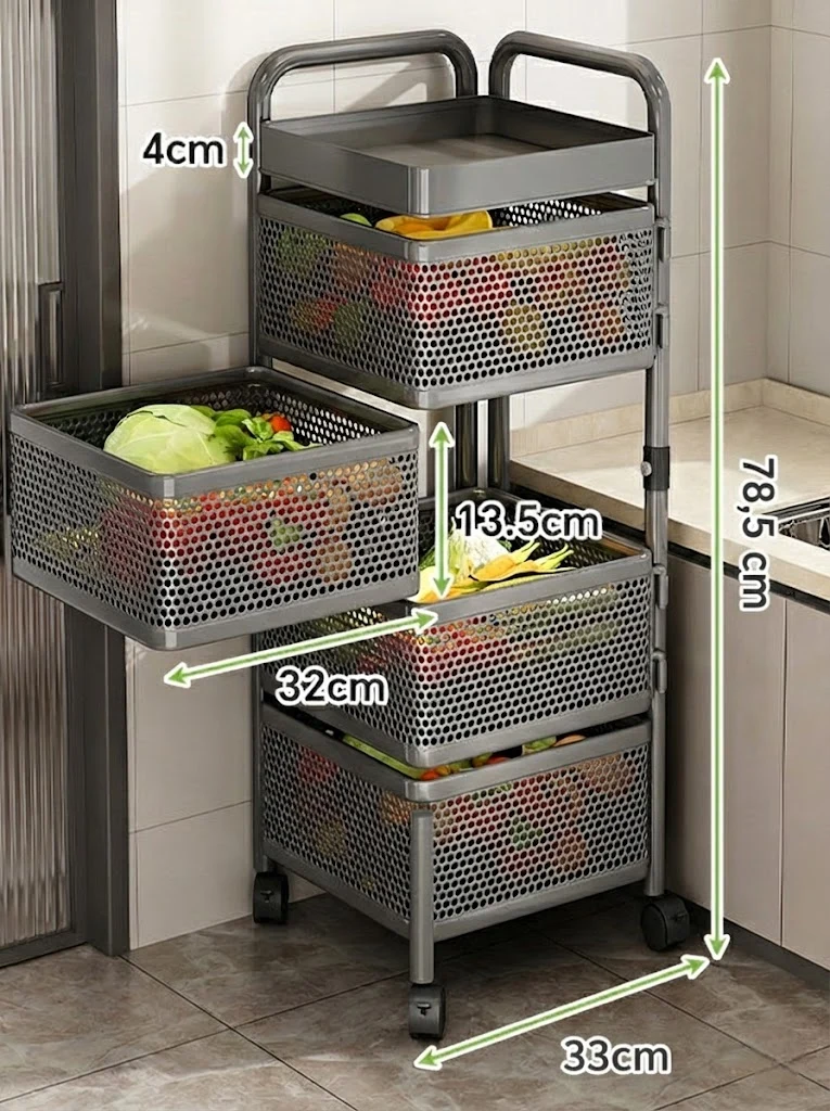 Étagère de Cuisine Pivotante à Étages