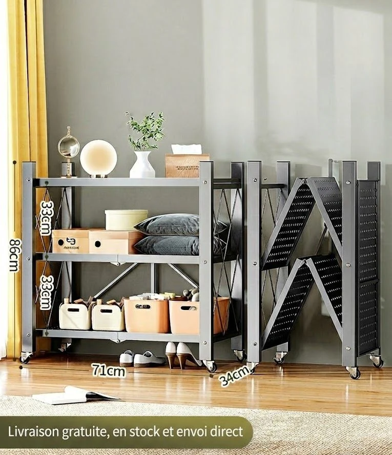Étagère de Rangement Pliante en Acier