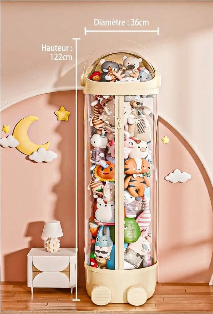 Tour de Rangement Transparente pour Peluches
