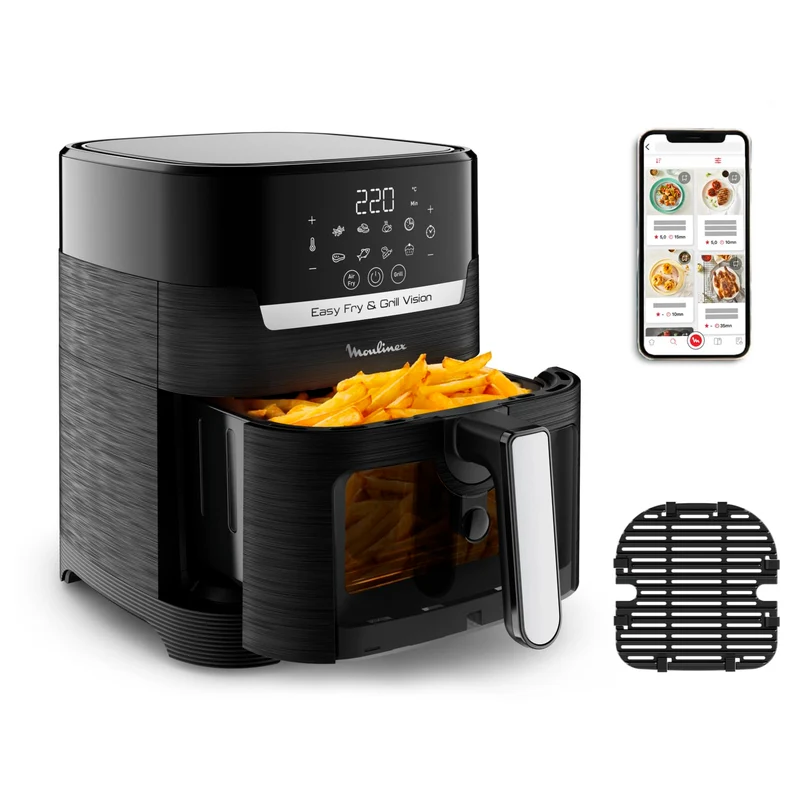 Moulinex Easy Fry & Grill Vision EZ506820 – Air Fryer 2-en-1 4,6L avec Fenêtre de Cuisson