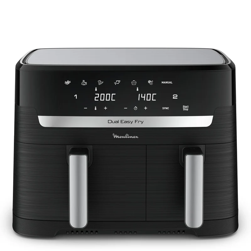 Moulinex Easy Fry Essential Inox EZ901820 – Air Fryer Double Tiroir 8,3L pour Repas Complets