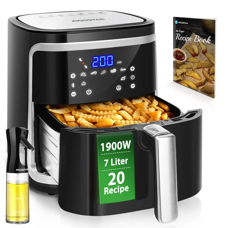 Aigostar Cube – Air Fryer 7L 1900W XXL avec 7 Programmes & Maintien au Chaud