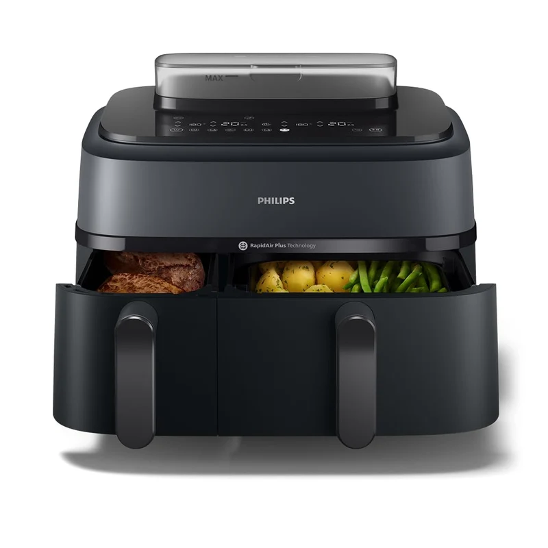 Philips Airfryer Série 5000 NA550/00 – Air Fryer Double Panier 9L AirSteam & RapidAir (19 Modes)