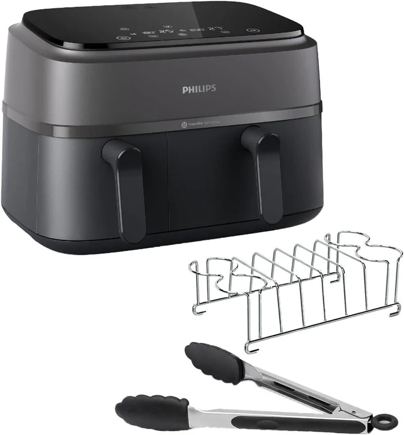 Philips Airfryer Série 3000 NA350/03 – Air Fryer Double Panier 9L + Kit Petit-Déjeuner