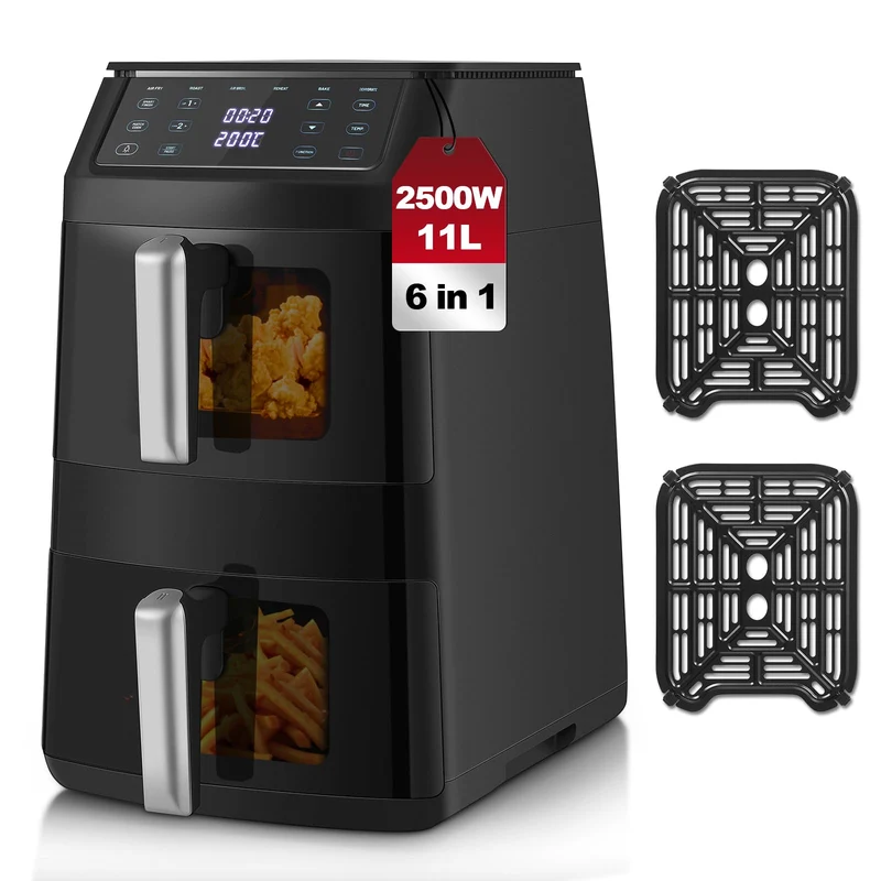 TopStrong Vertical Double Stack – Air Fryer 11L 2500W avec Fenêtres de Cuisson