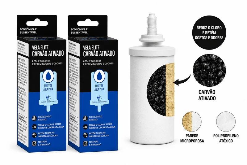 Lot de 2 Cartouches pour Filtre en Argile charbon actif (Vela para Filtro de Barro carvão Ativado) - ELITE