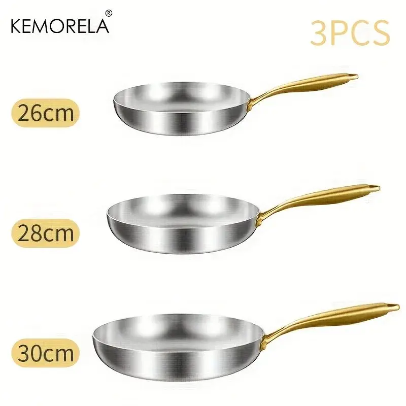 Lot 3 Poêle en Inox | KEMORELA™