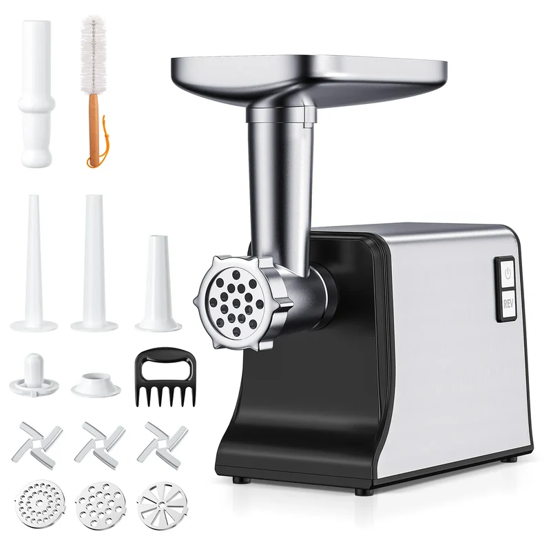 Hachoir Électrique Multifonction 3000W — 3 Lames, 3 Plaques, Saucisses & Kubbe
