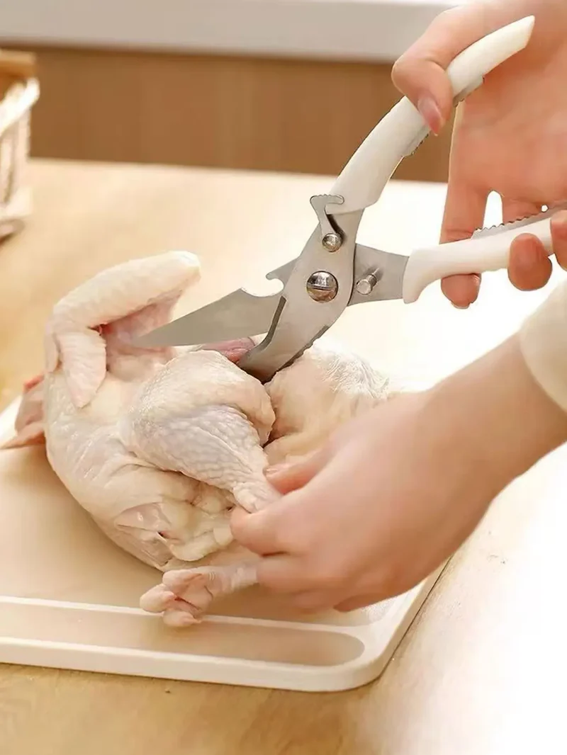 Ciseaux de cuisine inox multifonctions pour découpe viande et légumes