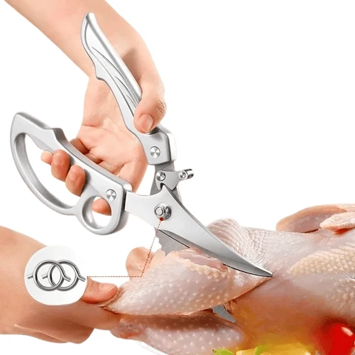 Ciseaux de cuisine en inox avec poignée ergonomique et ressort