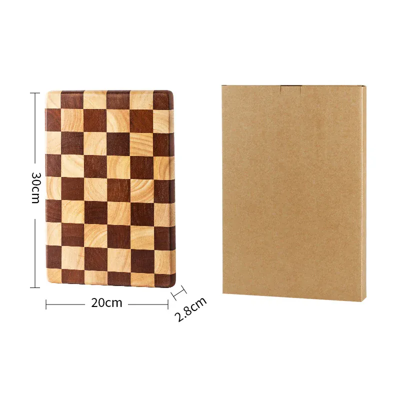 Planche à Découper Bois Motif Damier – 3 Tailles, 2,8 cm