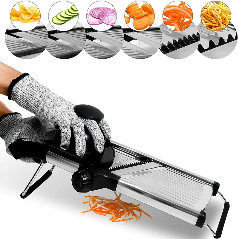Mandoline Réglable en Acier Inoxydable | Tranche Légumes 6 Lames