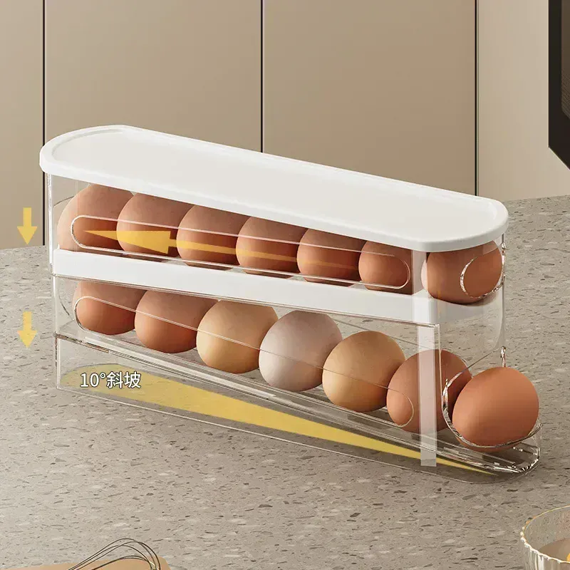 Organiseur à Œufs 2 Niveaux avec Système de Roulement pour Frigo