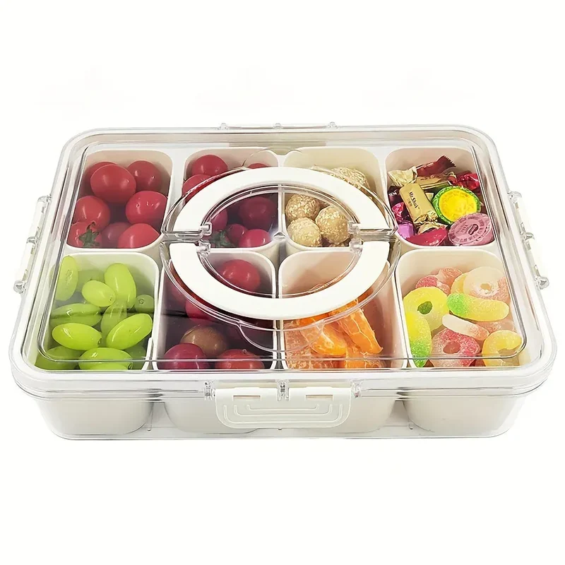 Boîte Snack Organiseur 4 Compartiments Empilable avec Couvercle