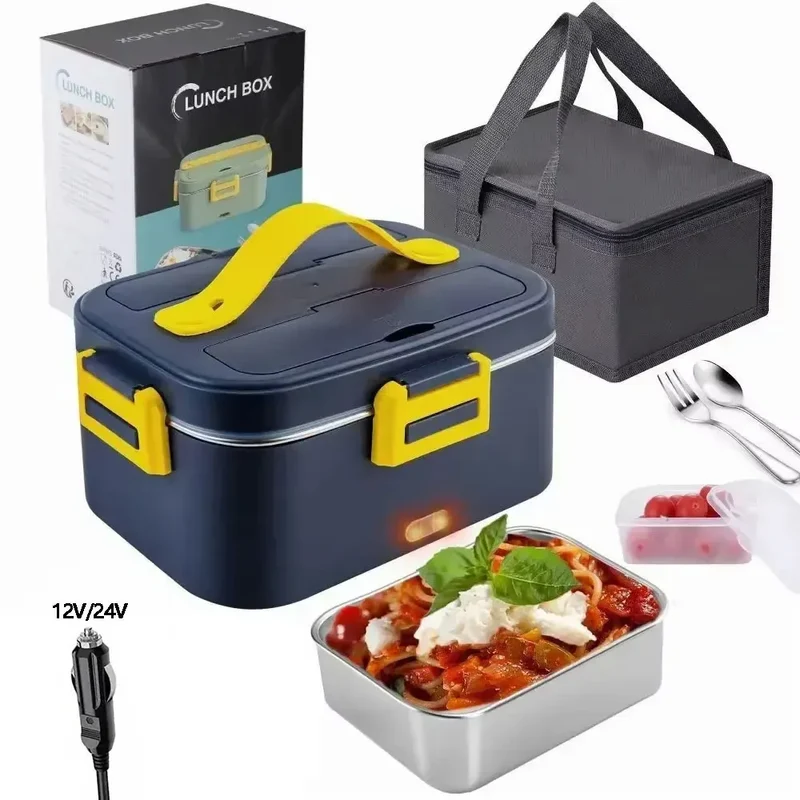Lunch Box Chauffante Électrique 75 W — Cuve Inox 304 1,8 L — 12 V / 24 V / 220 V avec Sac Isotherme