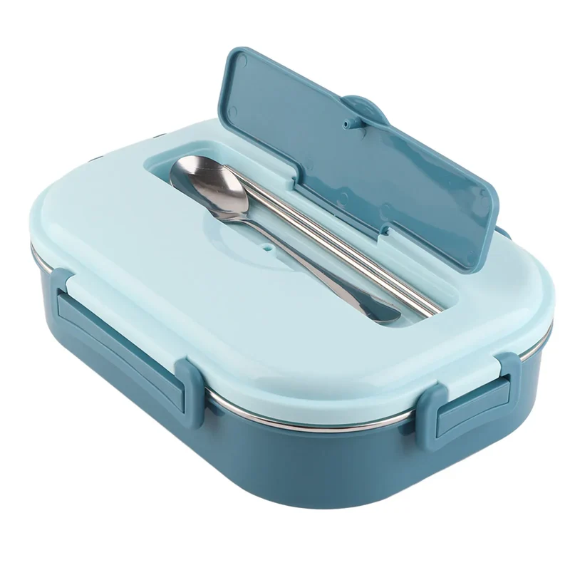 LunchBox Inox — 4 Compartiments, Bol à Soupe 300 ml, Isolation par Eau Chaude