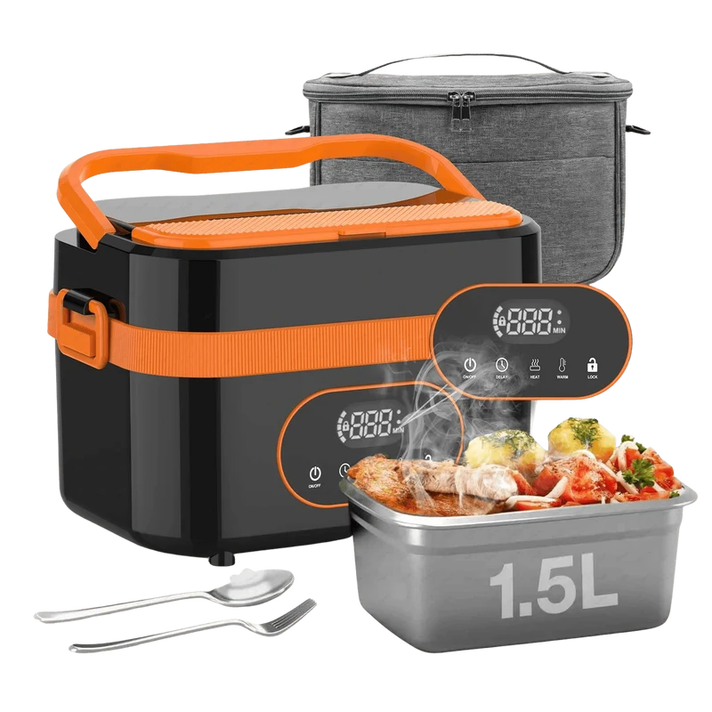 LunchBox Chauffante Sans Fil 60 W — Batterie 18 000 mAh, Cuve Inox 304, Timer 8h