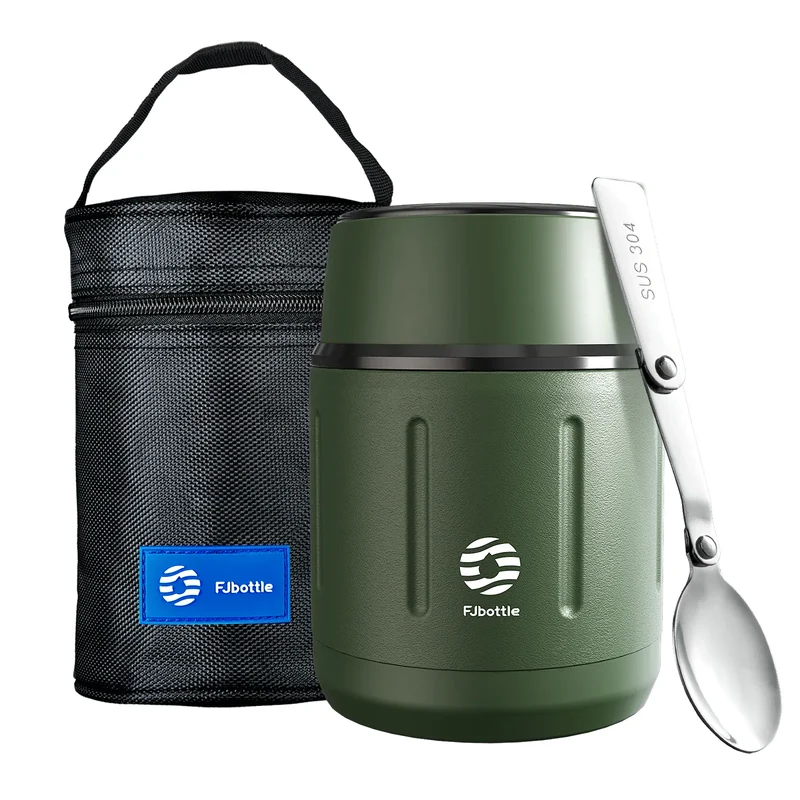 Thermos Repas 500 ml — Inox Double Paroi, Cuillère Pliante et Sac Isotherme Inclus