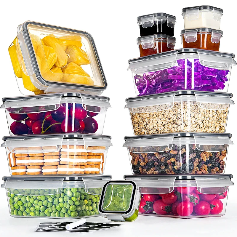 Lot de 13 Boîtes Hermétiques en Plastique Transparent Anti-Fuite