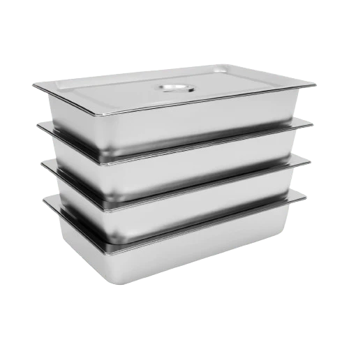 Bacs à Buffet Inox avec Couvercle – Lot de 4 Pièces 9 L