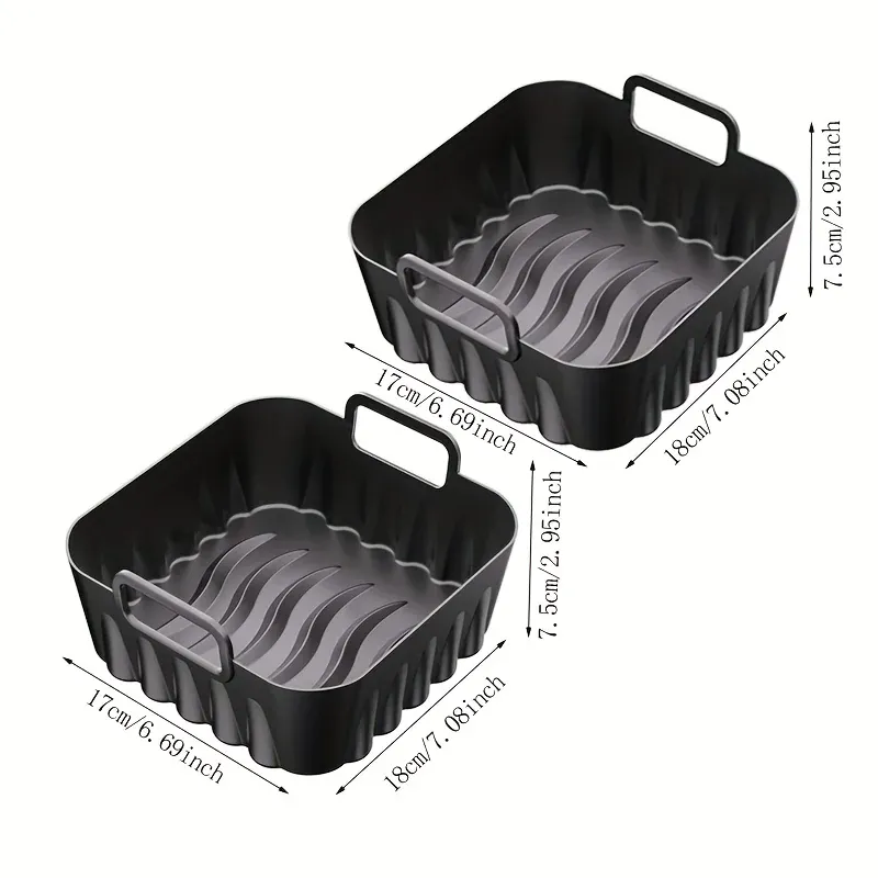 Moule Silicone Air Fryer Réutilisable Carré 20cm - Lot de 2 Pièces