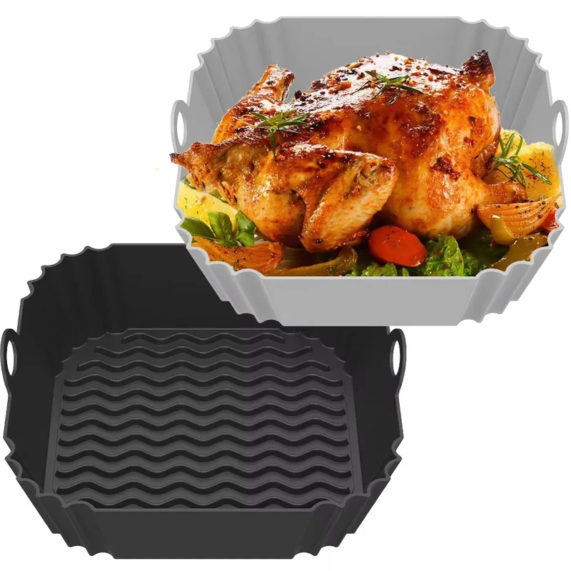 Moule Silicone Réutilisable Air Fryer Carré - Lot de 3 Pièces