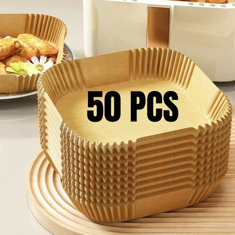 Papier Cuisson Air Fryer Jetable Rond et Carré - Lot de 50 pièces