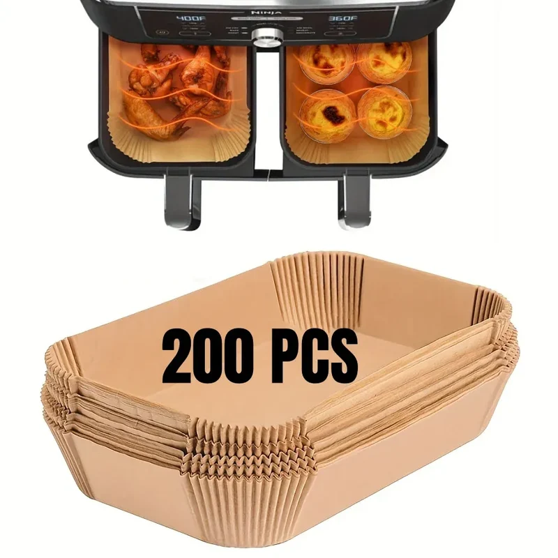 Papier Cuisson Air Fryer Jetable Rectangulaire Lot de 200 Pièces