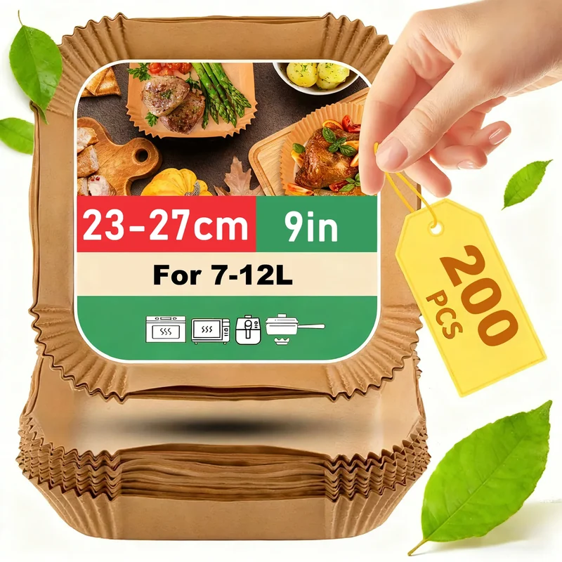 Papier Cuisson Jetable Air Fryer Carré 20 & 23 cm — 25 à 200 Feuilles