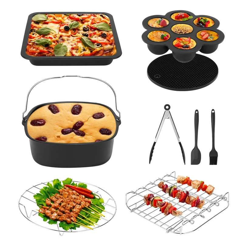 Kit Accessoires Friteuse à Air en Acier Inox - 6 Pièces Essentielles