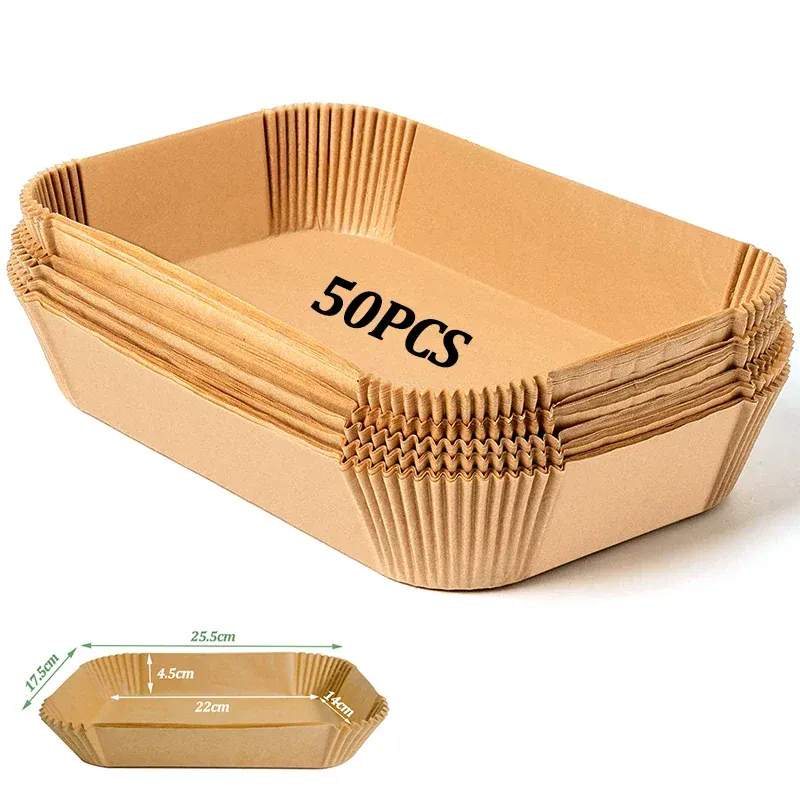 Papier Cuisson Air Fryer Jetable Rectangulaire Lot de 100 Pièces