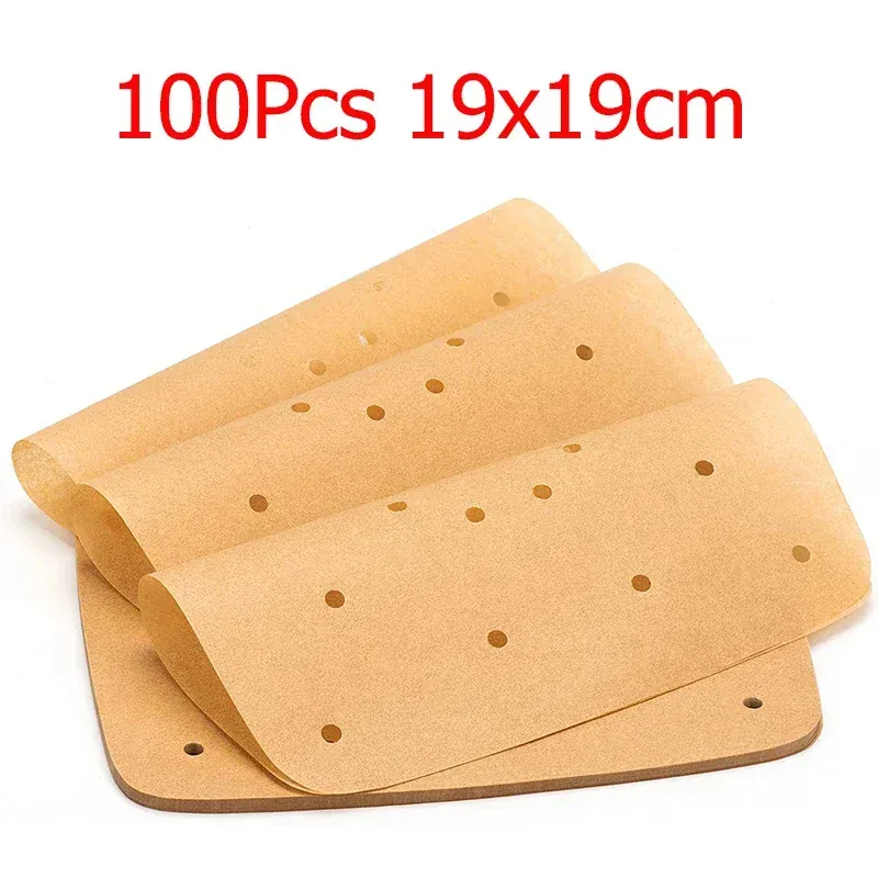 Papier Cuisson Air Fryer Jetable Carré Perforé - Lot de 100 Pièces