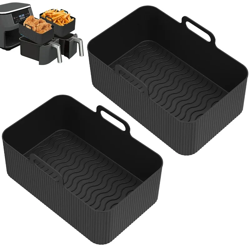 Moules Silicone Réutilisables Air Fryer - Lot de 2 Rectangulaires