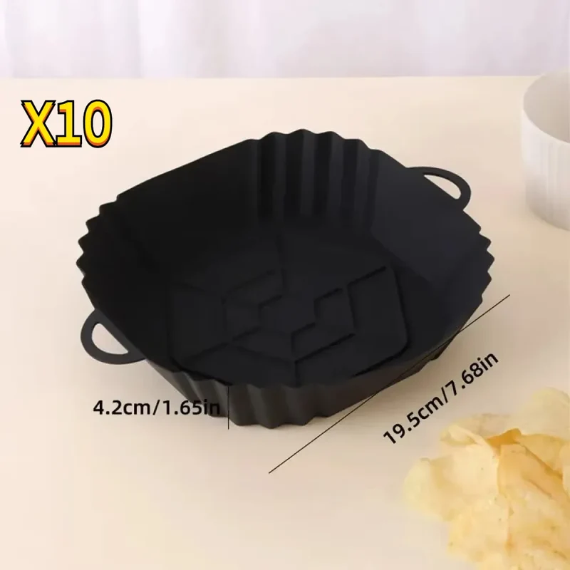 Moule Silicone Air Fryer Réutilisable Carré avec Poignées - 2 pièces