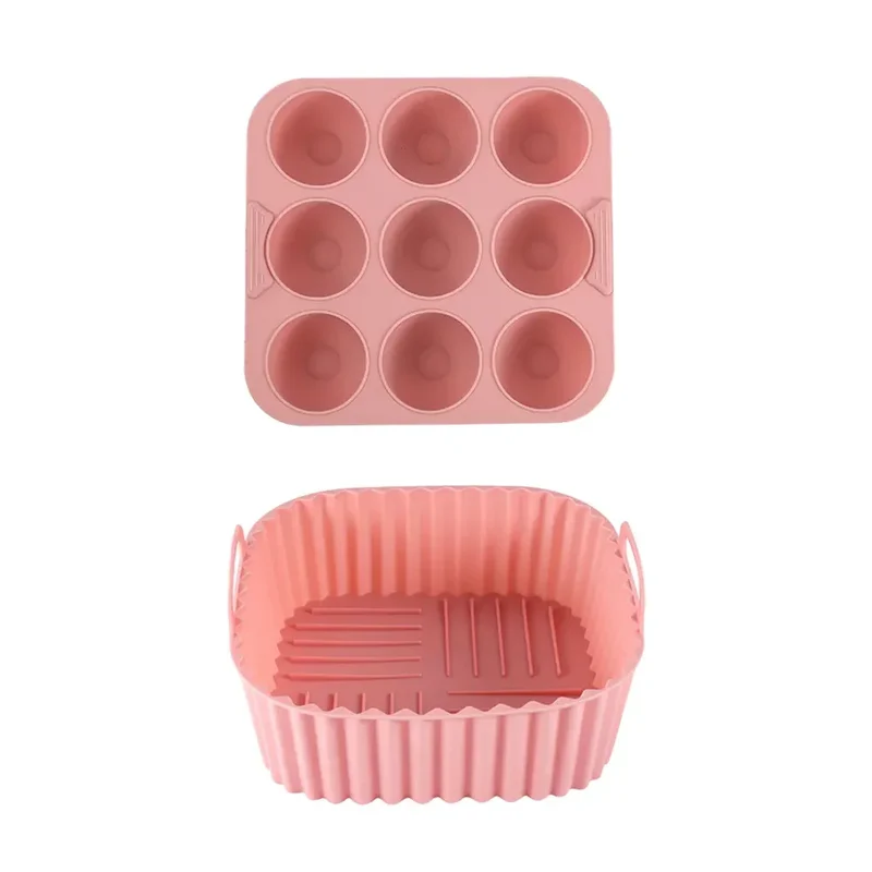 Moule Silicone Réutilisable Carré 2 Pièces pour Air Fryer