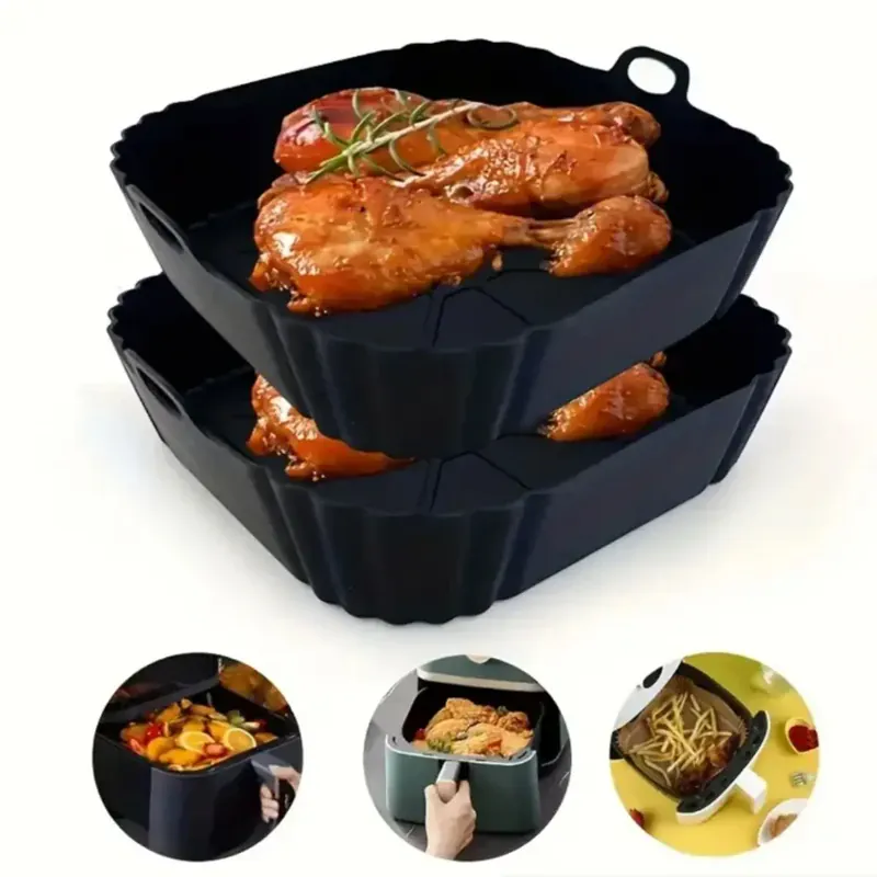Moule Silicone Air Fryer Réutilisable Carré 20 cm Antiadhésif