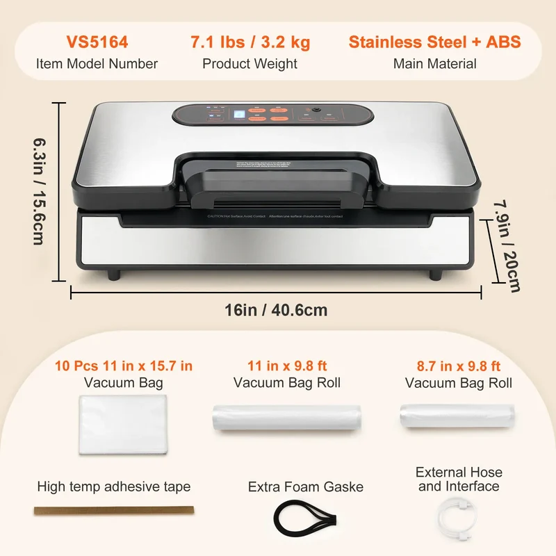 Machine Sous Vide Alimentaire 130W 90 kPa avec 10 Sacs Offerts