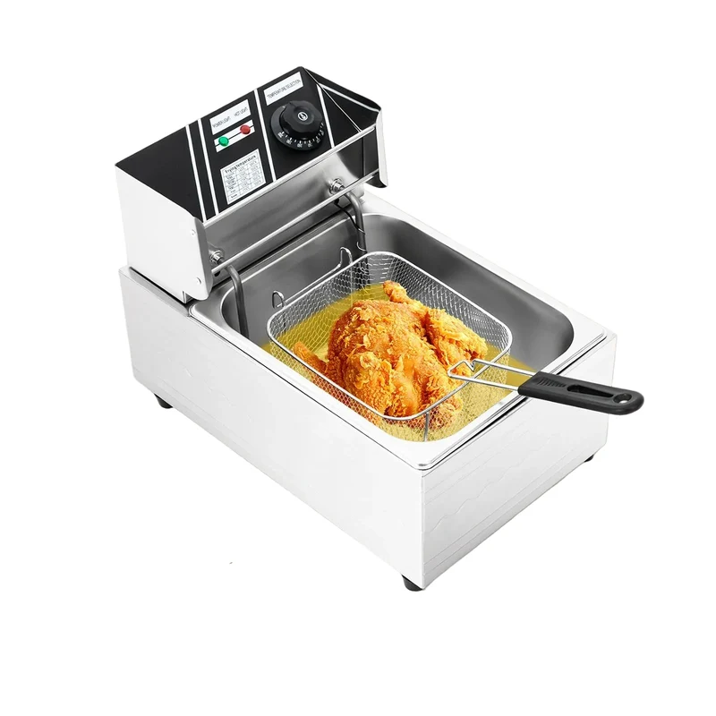 Friteuse électrique inox 6L 2500W – Grande capacité pour des fritures maison à l'huile réussies