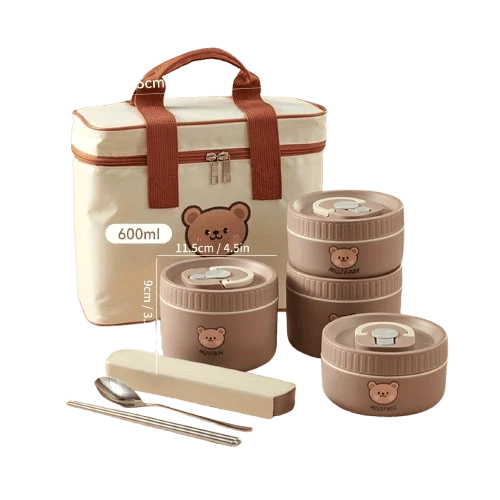 Ensemble de 4 Lunchbox cylindriques isothermes pour enfants (2 litres)