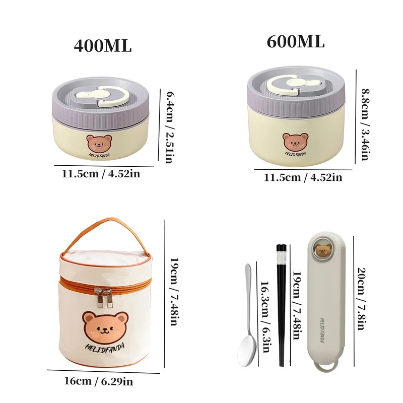 Ensemble de 2 Lunchbox cylindriques isothermes pour enfants (1 litre)