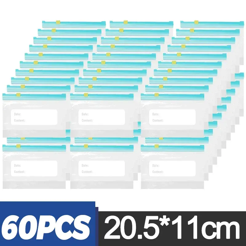 Sachets Zip Alimentaires Réutilisables - Lot de 60 pièces Anti-Fuite