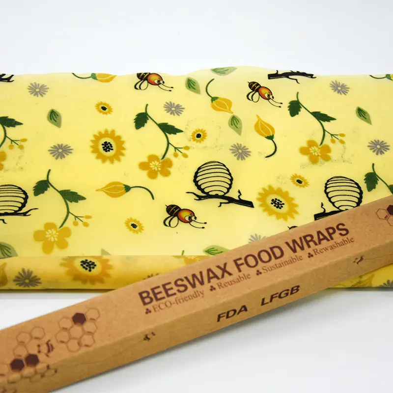 Film Alimentaire Cire d'Abeille Réutilisable Lot de 3 Feuilles Eco-Responsables