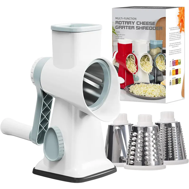Râpe rotative 3 en 1 avec accessoires pour fromage et légumes