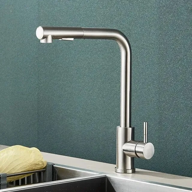Robinet de Cuisine Noir avec Bec Rétractable et 2 Modes de Jet - Mélangeur d'Eau Chaud et Froid en Acier Inoxydable