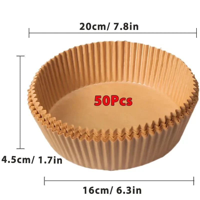 Papiers Cuisson Air Fryer, 100/50 Pièces, 16cm, Ronds, Blancs/Brun : Accessoires Cuisine Ecofriendly