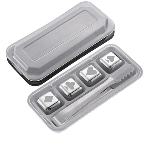 4 Glaçons Réutilisables inox en forme de Dés à jouer motifs Poker
