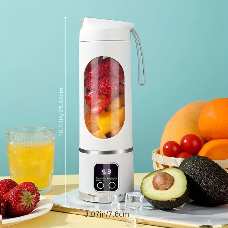 Blender USB Rechargeable avec affichage LED - 450ml, idéal smoothies & milkshakes