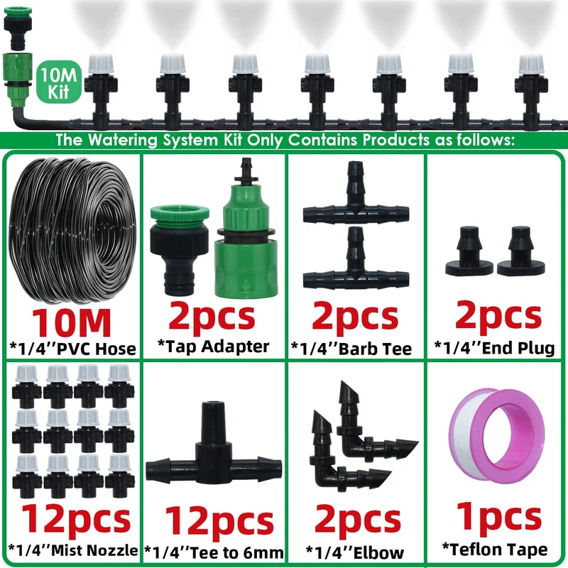 Brumisateur Extérieur — Kit Arrosage et Rafraîchissement Jardin | Buses Réglables 1/4″