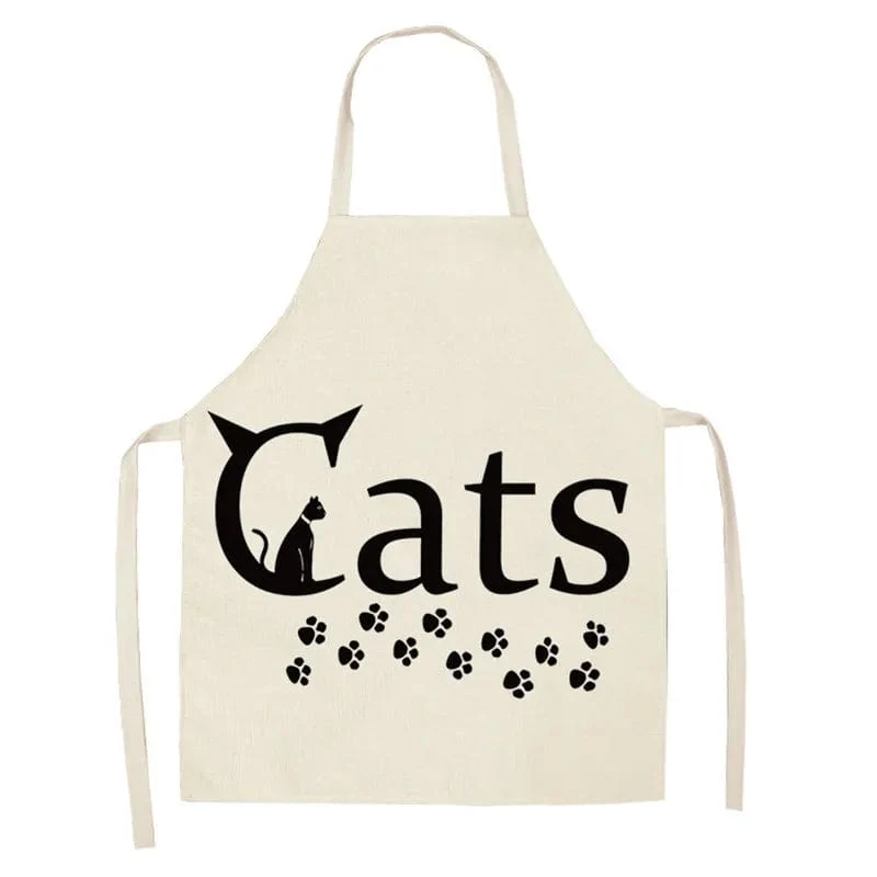 Tablier de Cuisine Japonais sans Manches Chat Mignon Lin Coton